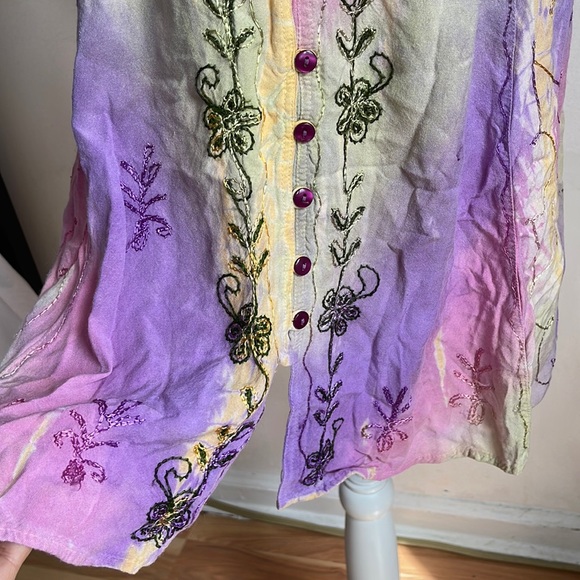 Henna tie dye Spaghetti Strap Embroidered Dress-OS - Picture 8 of 16